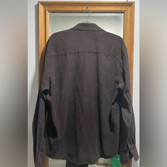 Brown Long Sleeve Shirt in suede texture - Picture 2 of 3
